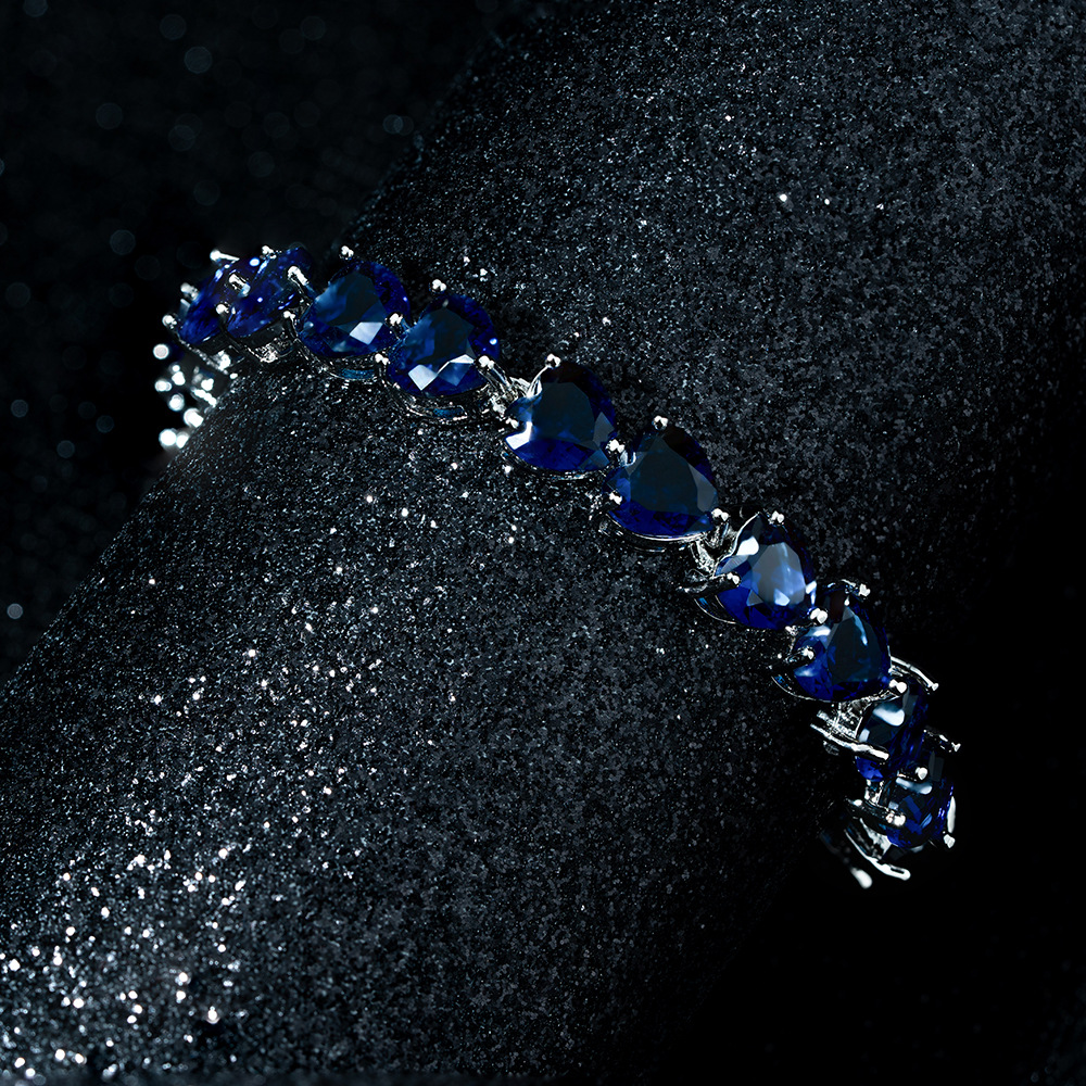 Heart Shape Copper Bracelet For Women In Elegant Blue 3