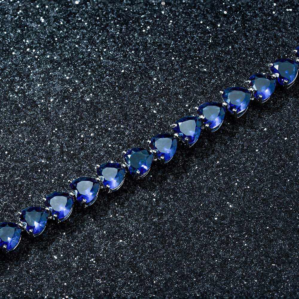 Heart Shape Copper Bracelet For Women In Elegant Blue 4