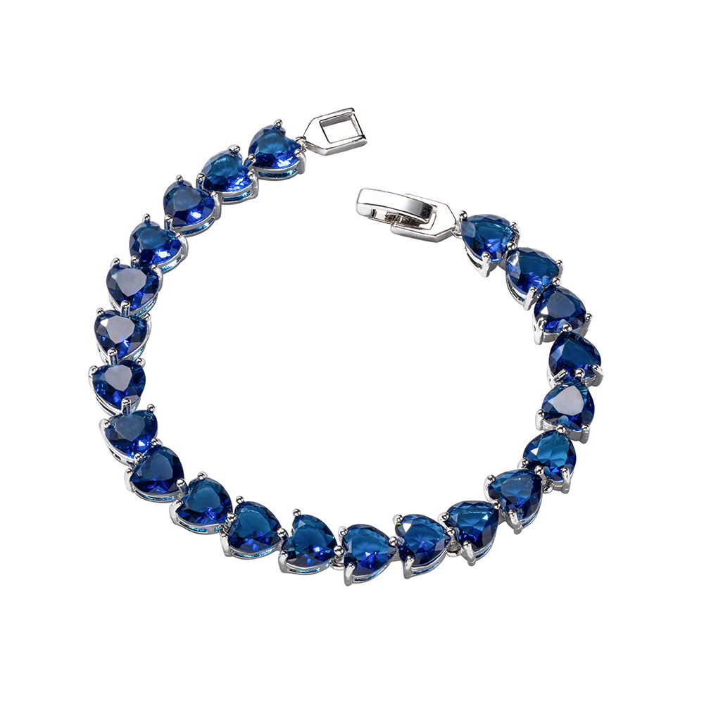 Heart Shape Copper Bracelet For Women In Elegant Blue 5
