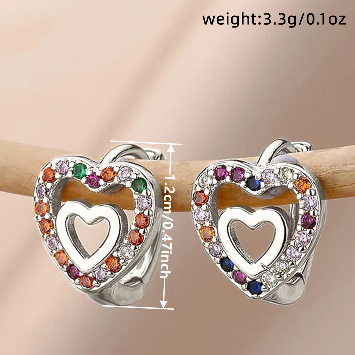 Heart Shape Earrings With Claw Setting, Copper Material Featuring KC Golden Water Plating And 0.03µm Thickness, Inlaid Zircon 5