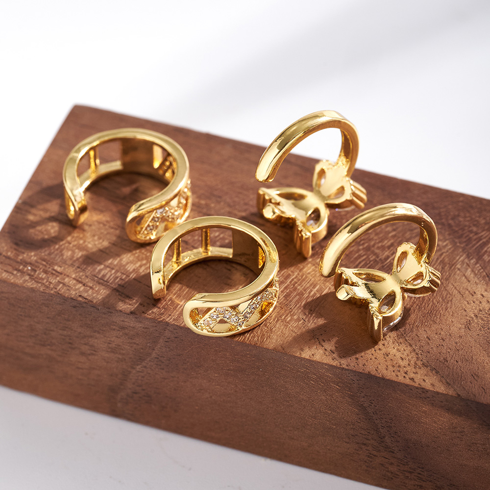 Heart Shape Electroplated Clip Earrings For Women In Copper With 18K Real Gold Water Plating And Zircon Inlay 4