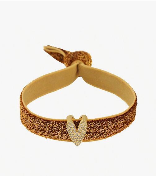 Heart Shape Electroplated Rope Bracelets With 18K Real Gold PVD Coated Plating And Zircon Inlay, Cord In Chain, 0.03µm-0.05µm Thickness 7