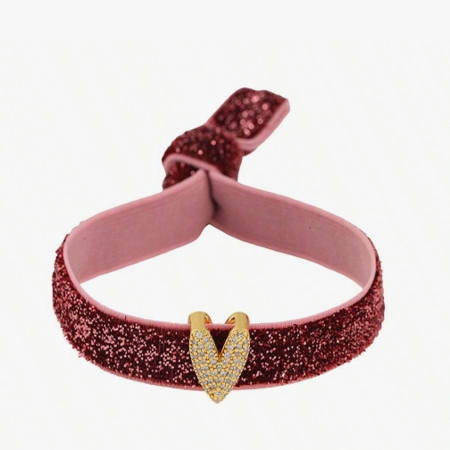 Heart Shape Electroplated Rope Bracelets With 18K Real Gold PVD Coated Plating And Zircon Inlay, Cord In Chain, 0.03µm-0.05µm Thickness 10