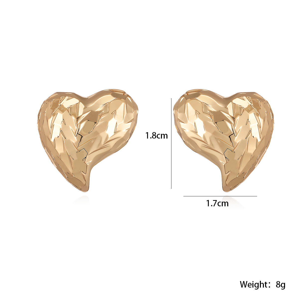 Heart Shape Electroplated Stud Earrings For Women With 0.03µm Water Plated 18K Real Gold On Copper 2