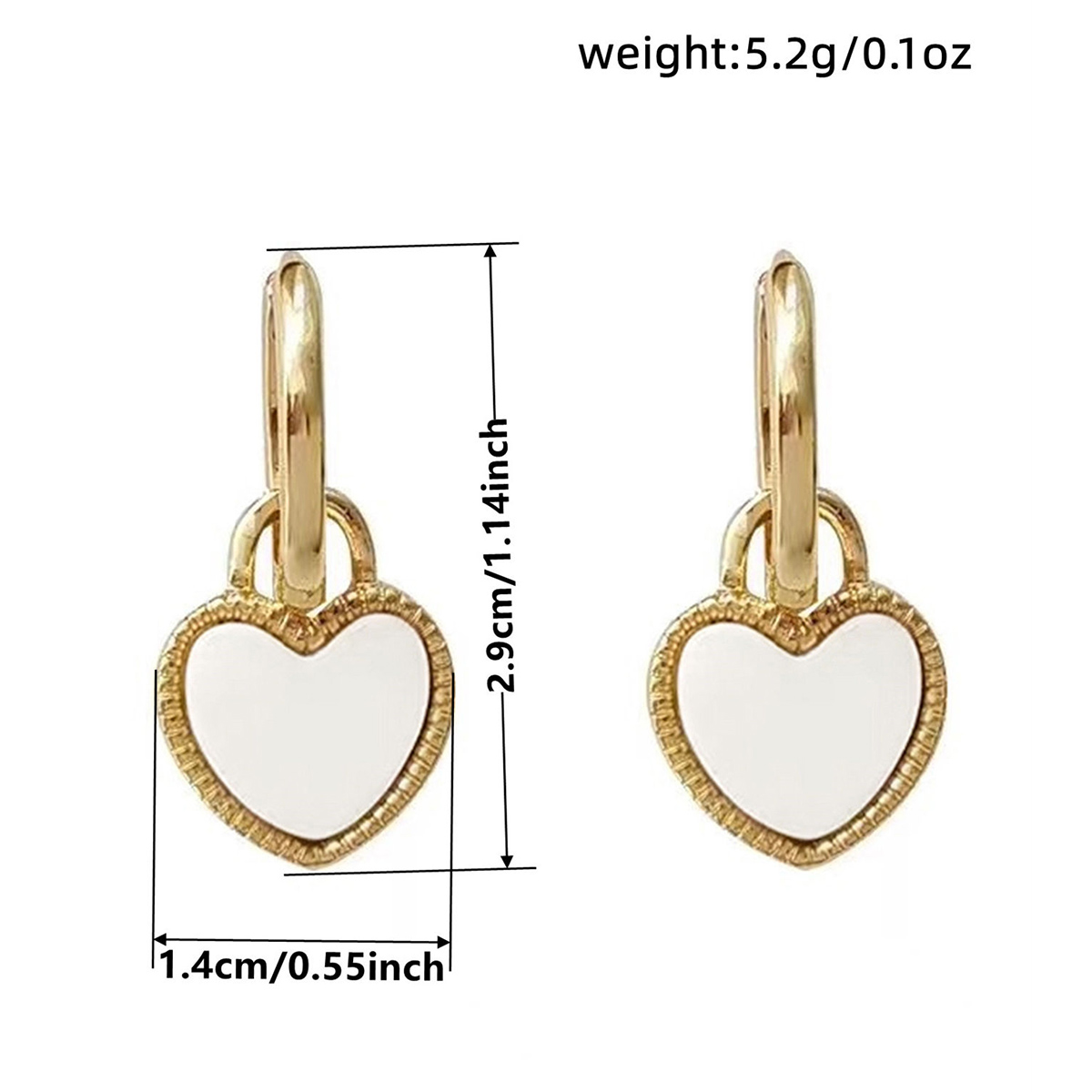 Heart Shape Epoxy Earrings For Women In Copper With KC Golden Water Plating And 0.03µm Thick Coating 3