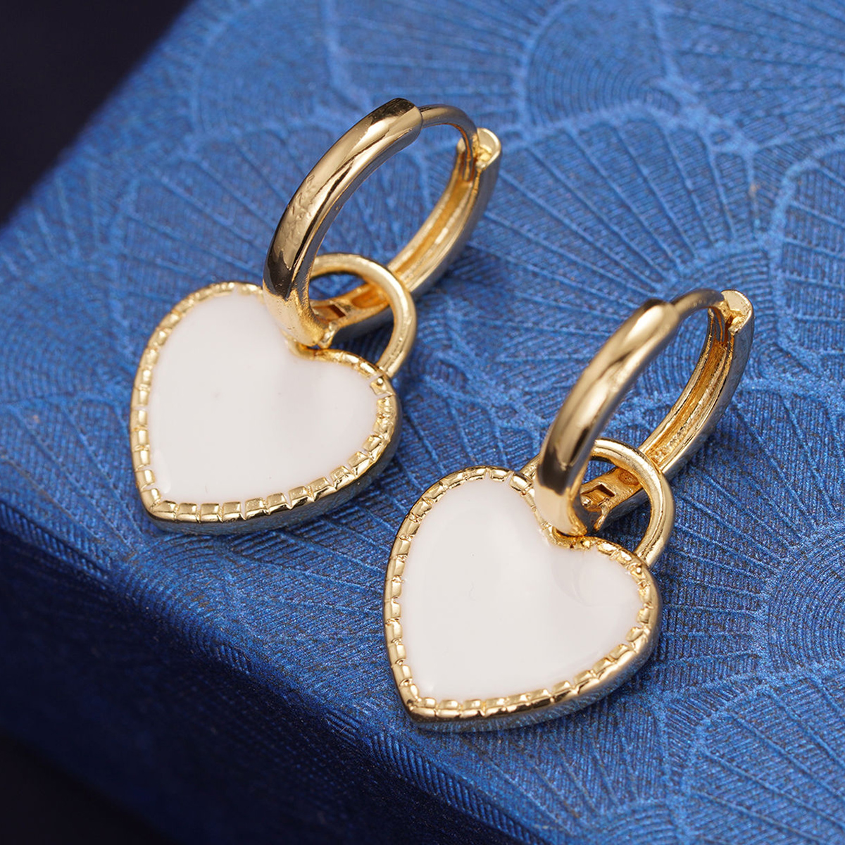 Heart Shape Epoxy Earrings For Women In Copper With KC Golden Water Plating And 0.03µm Thick Coating 5