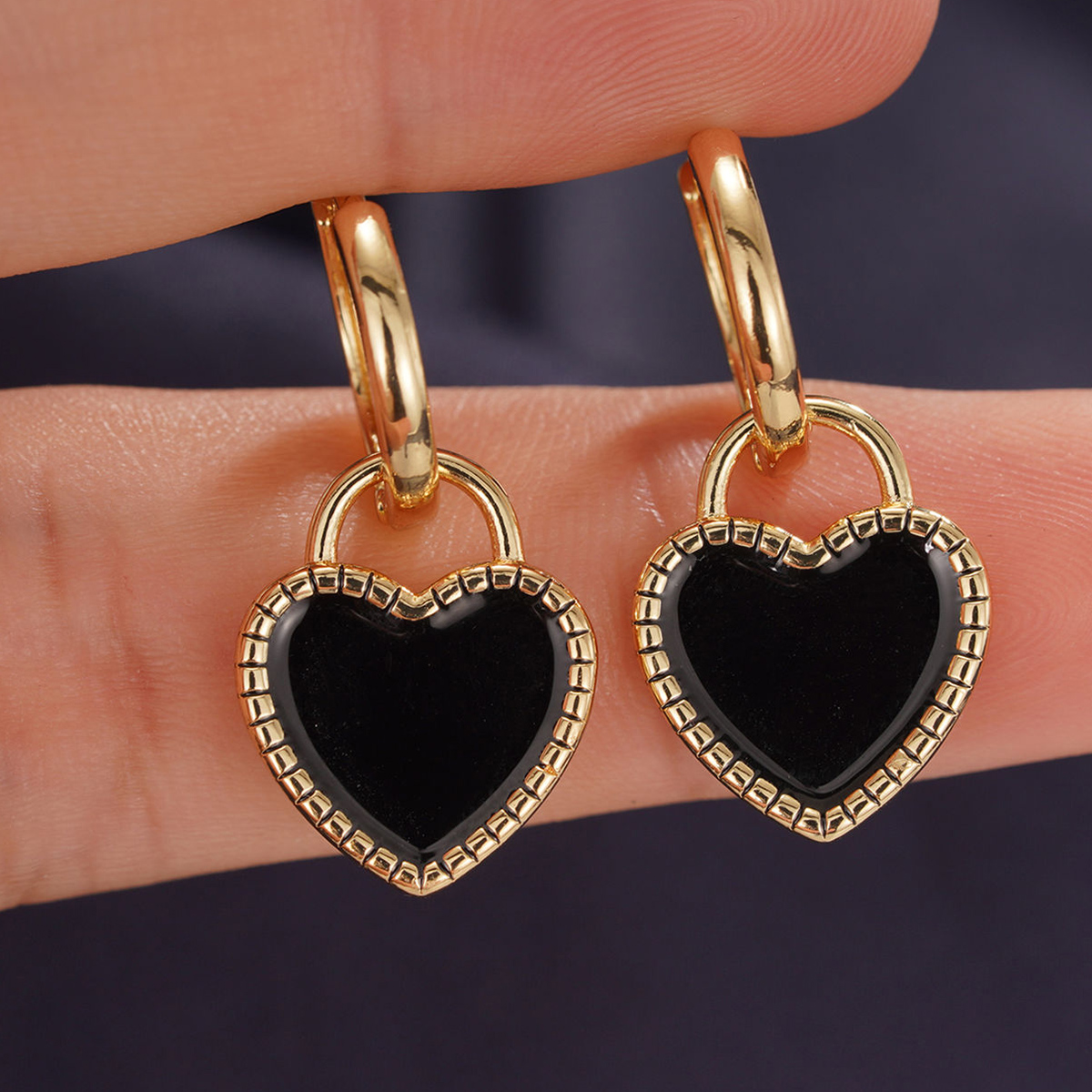 Heart Shape Epoxy Earrings For Women In Copper With KC Golden Water Plating And 0.03µm Thick Coating 6