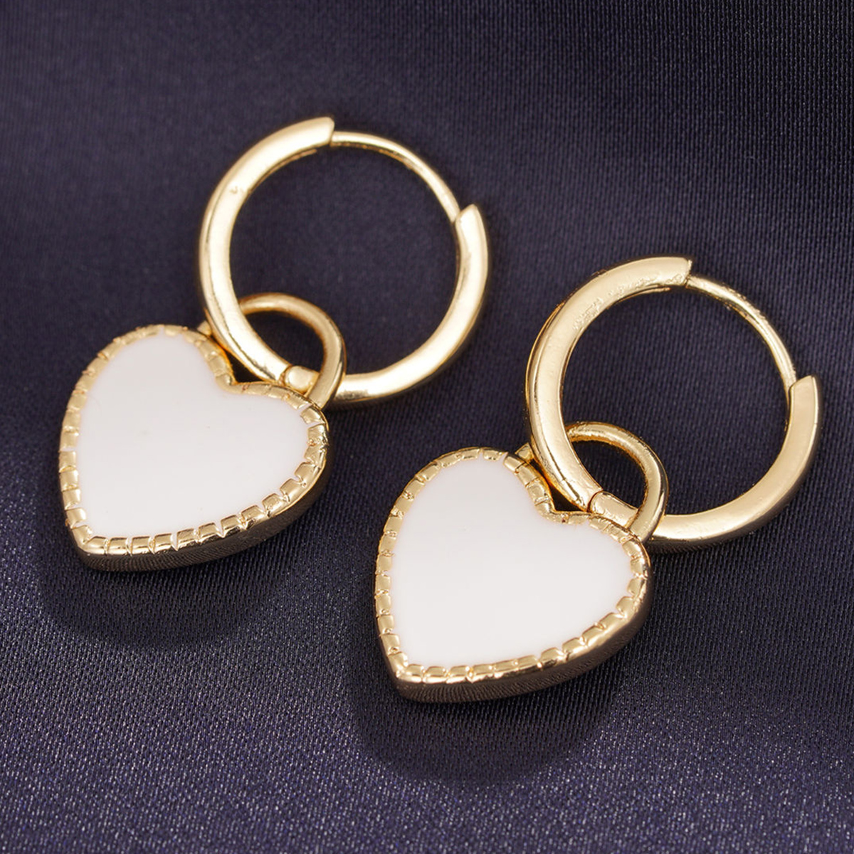 Heart Shape Epoxy Earrings For Women In Copper With KC Golden Water Plating And 0.03µm Thick Coating 7
