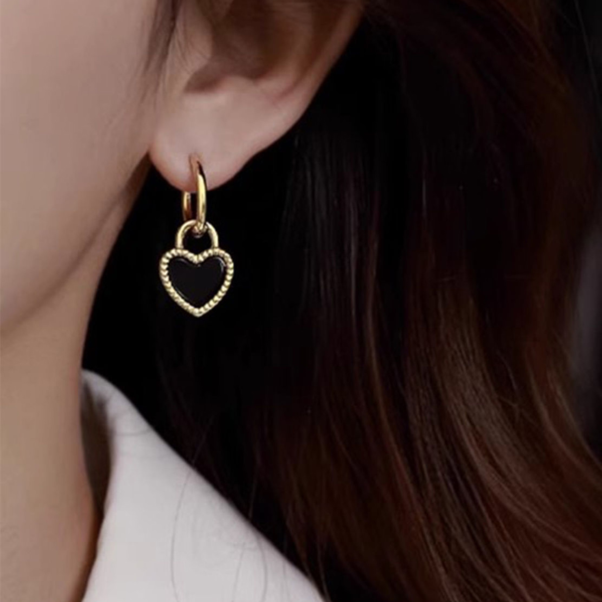 Heart Shape Epoxy Earrings For Women In Copper With KC Golden Water Plating And 0.03µm Thick Coating 8