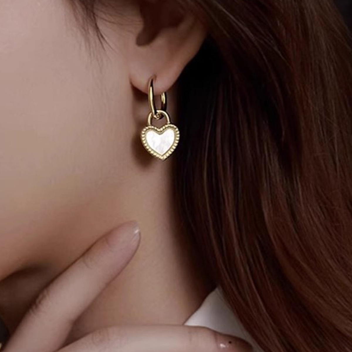 Heart Shape Epoxy Earrings For Women In Copper With KC Golden Water Plating And 0.03µm Thick Coating 9