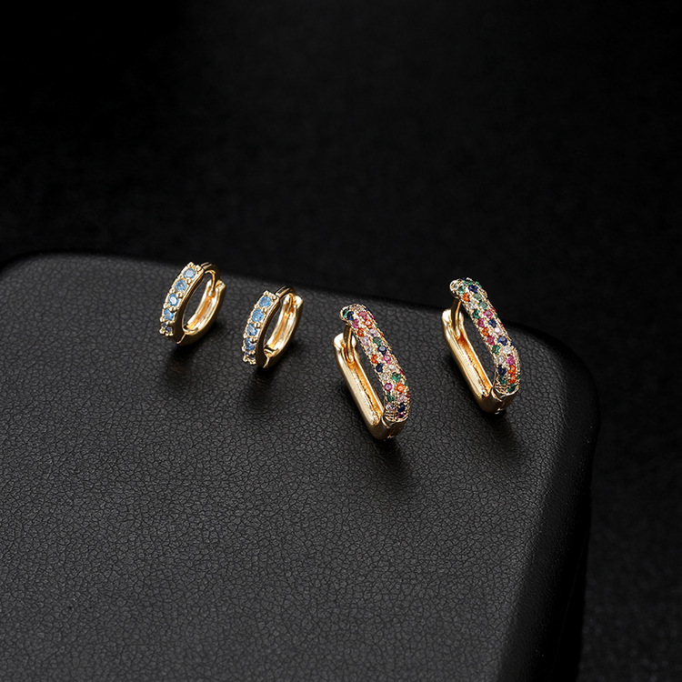 Heart Shape Hoop Earrings With 14K Real Gold Plated Copper And Zircon Inlay, Electroplated Design, Unisex 2