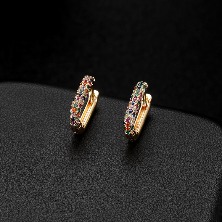 Heart Shape Hoop Earrings With 14K Real Gold Plated Copper And Zircon Inlay, Electroplated Design, Unisex 3