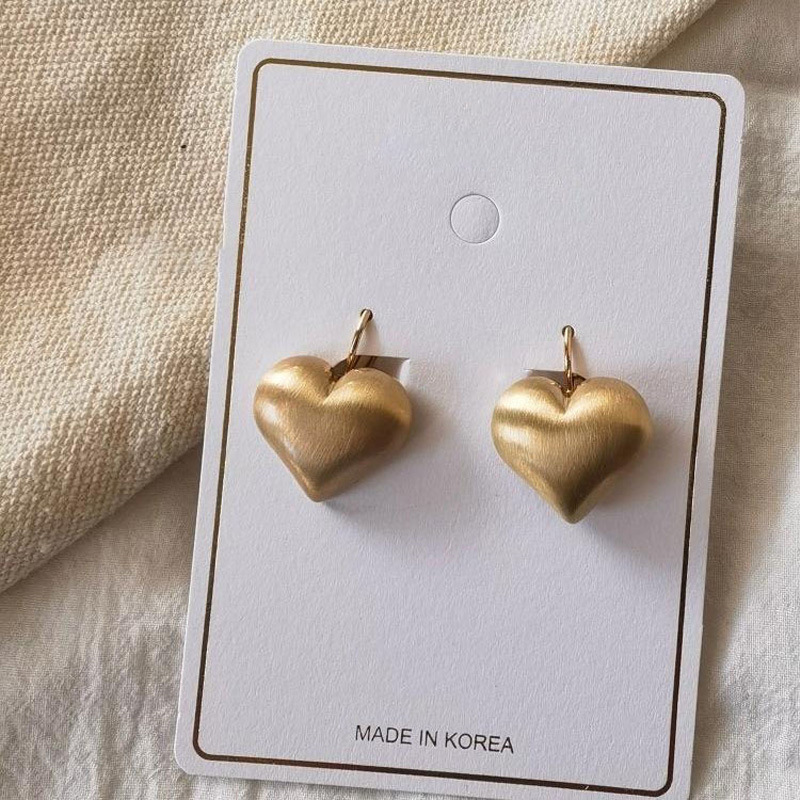 Heart Shape Stud Earrings In Copper With Electroplated Golden Plating Featuring 0.03µm Thick Coating 3