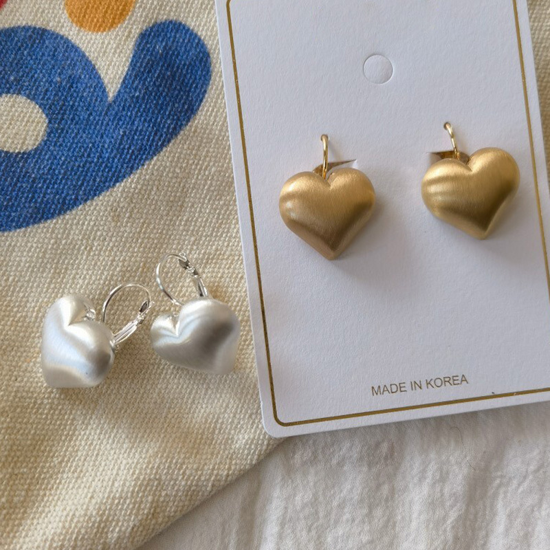Heart Shape Stud Earrings In Copper With Electroplated Golden Plating Featuring 0.03µm Thick Coating 4