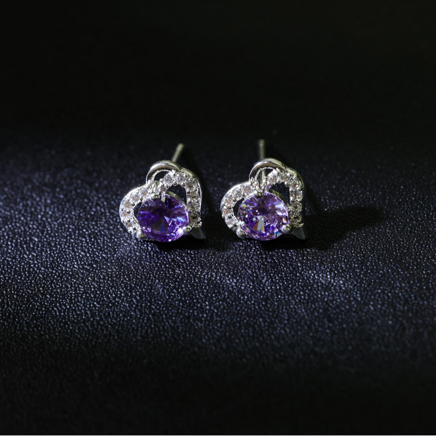 Heart Shape Stud Earrings For Women In Silver Copper With Zircon Inlay Featuring Simple Style 2