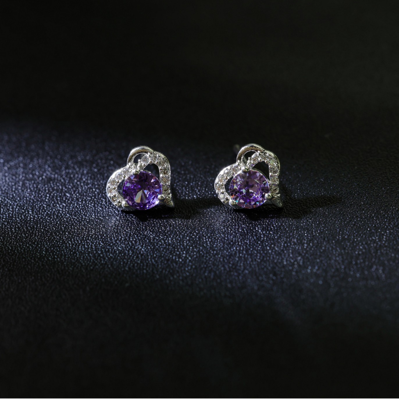 Heart Shape Stud Earrings For Women In Silver Copper With Zircon Inlay Featuring Simple Style 3