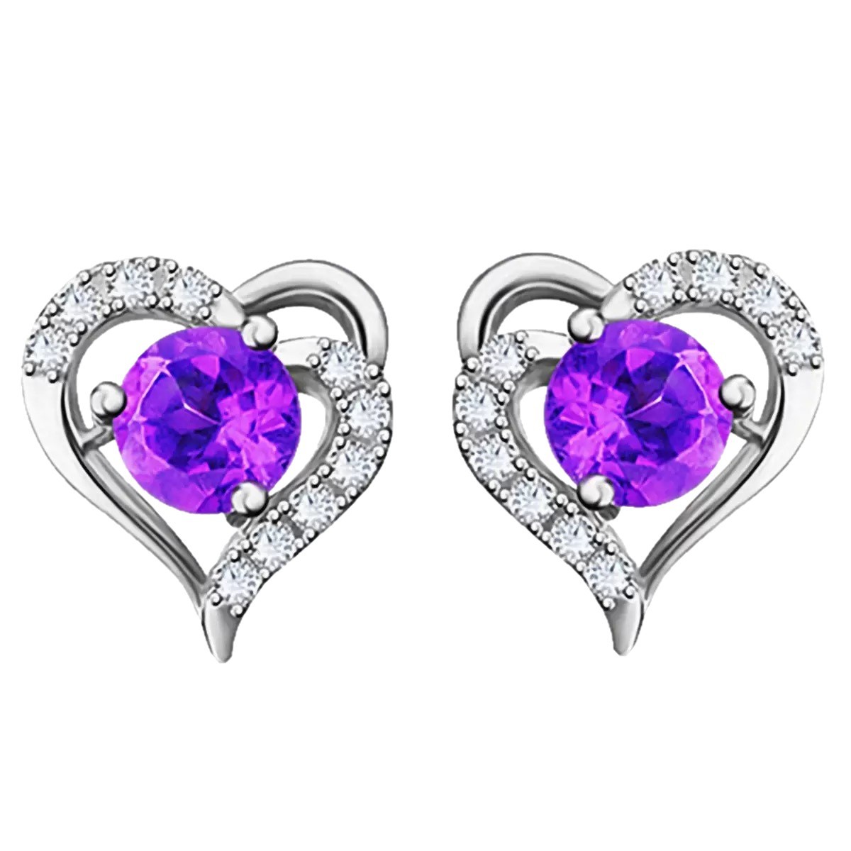 Heart Shape Stud Earrings For Women In Silver Copper With Zircon Inlay Featuring Simple Style 5