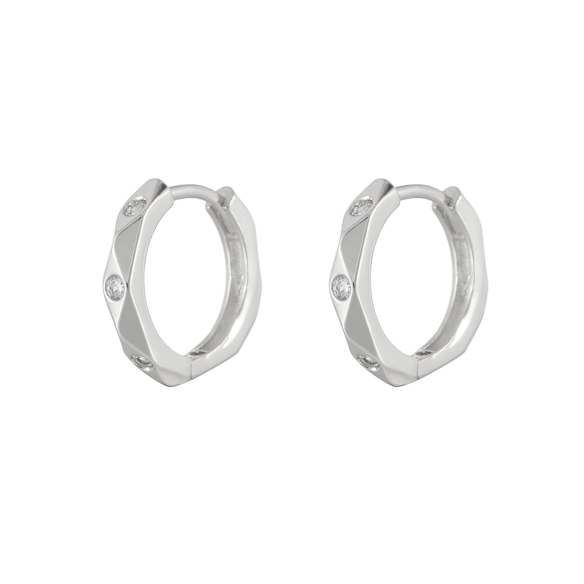 Hexagon Earrings For Women With Copper Ear Pins, Real Gold Plated And Zircon Inlay 4