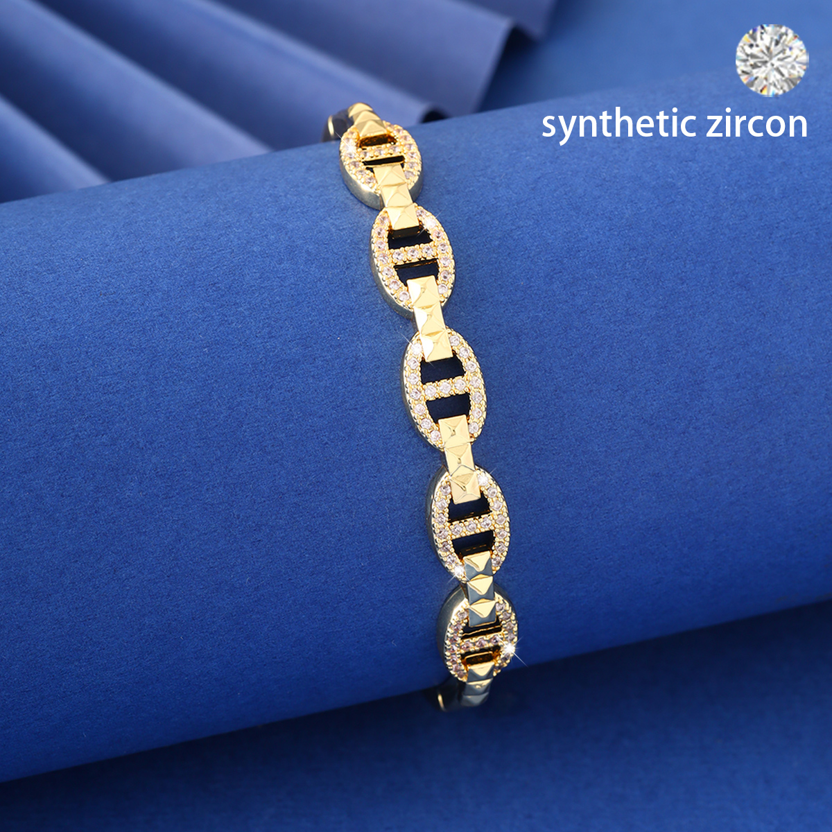 High-Grade Full Zircon Pig Nose Bracelet Zirconia Elegant Bracelet Socialite Bangle Handmade 2