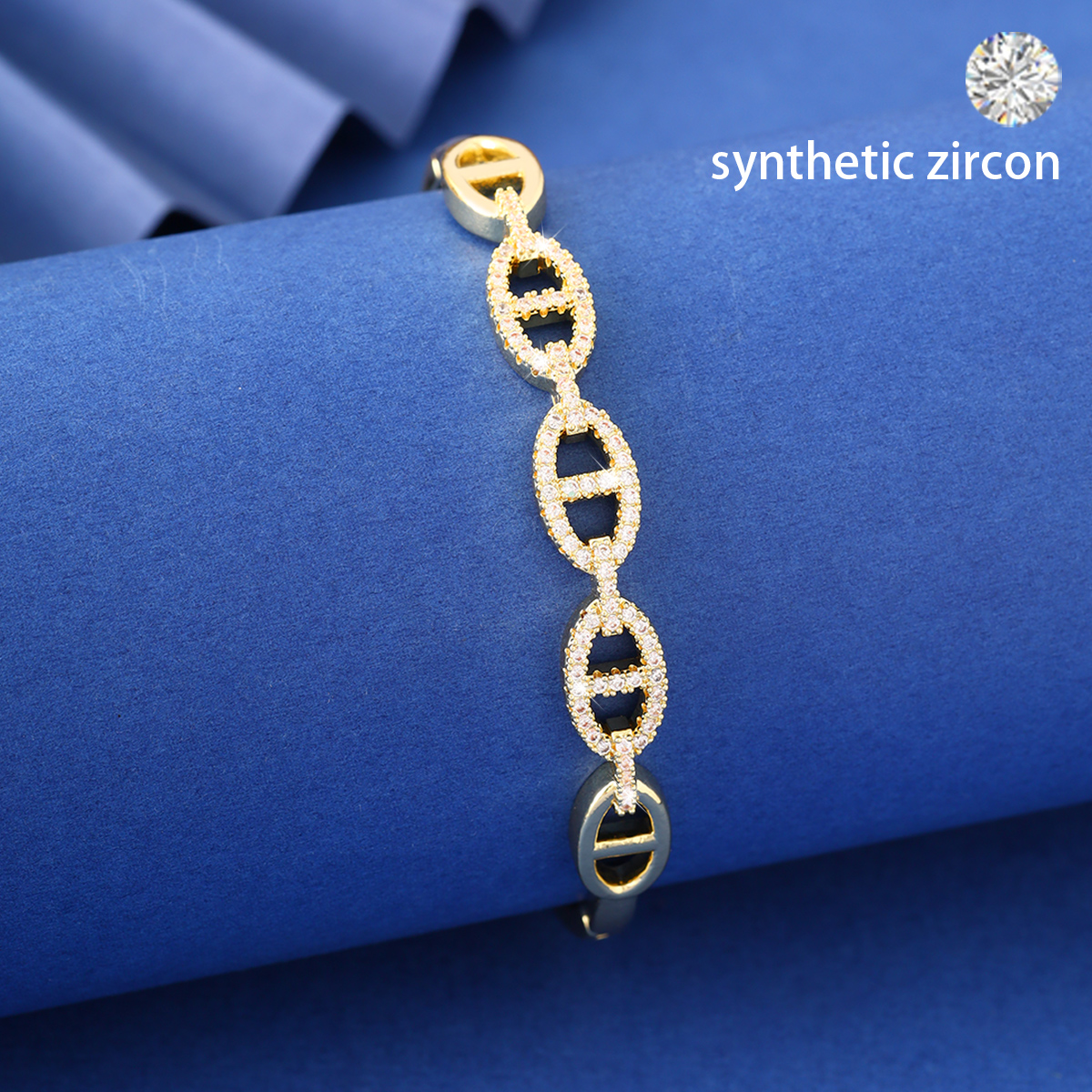 High-Grade Full Zircon Pig Nose Bracelet Zirconia Elegant Bracelet Socialite Bangle Handmade 4