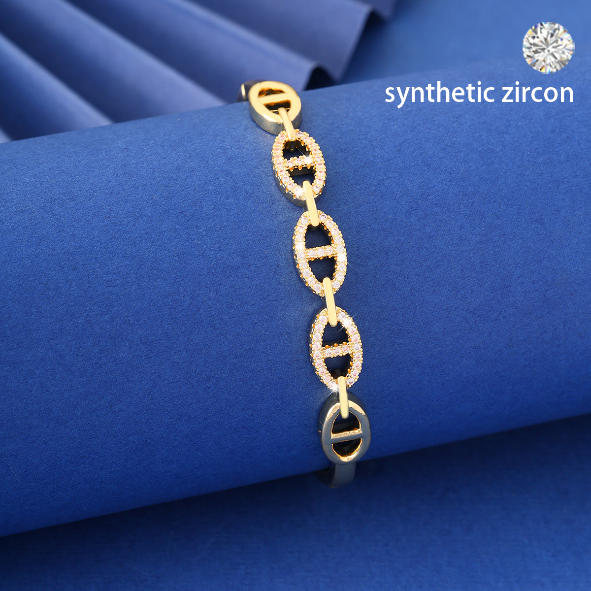 High-Grade Full Zircon Pig Nose Bracelet Zirconia Elegant Bracelet Socialite Bangle Handmade 5