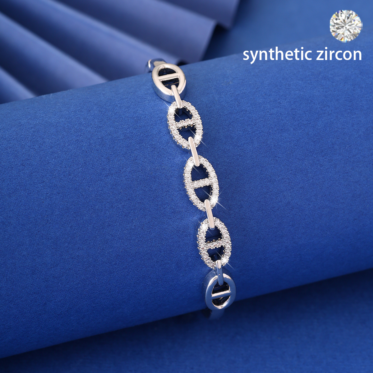 High-Grade Full Zircon Pig Nose Bracelet Zirconia Elegant Bracelet Socialite Bangle Handmade 6