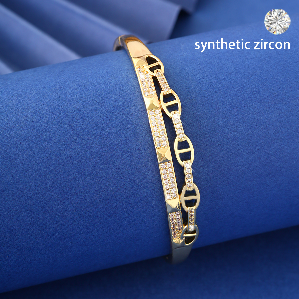 High-Grade Full Zircon Pig Nose Bracelet Zirconia Elegant Bracelet Socialite Bangle Handmade 7