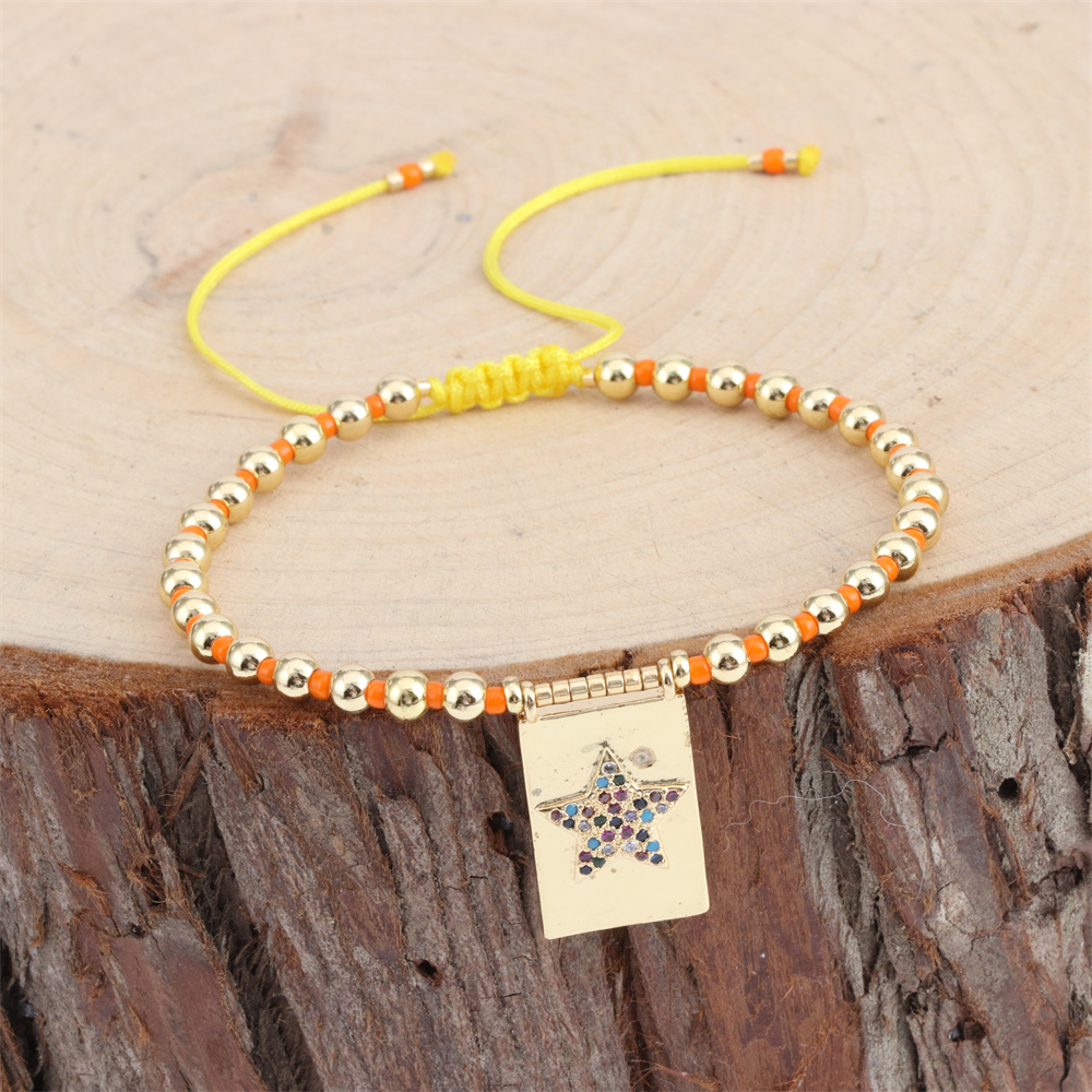 Copper Cross Bracelet For Women With Beading Design And Zircon Inlay, IG Style 5