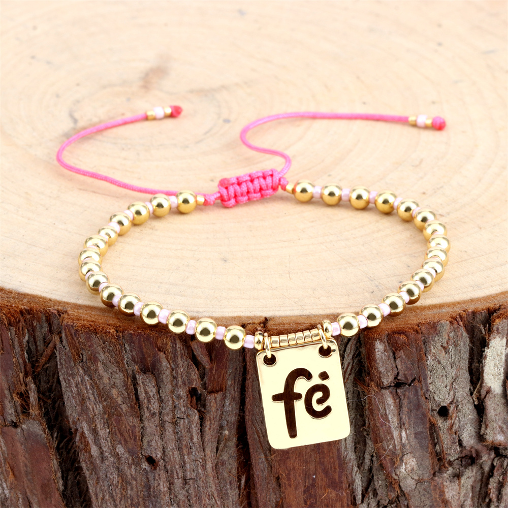 Copper Cross Bracelet For Women With Beading Design And Zircon Inlay, IG Style 6