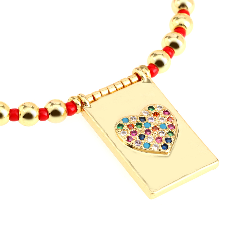 Copper Cross Bracelet For Women With Beading Design And Zircon Inlay, IG Style 9