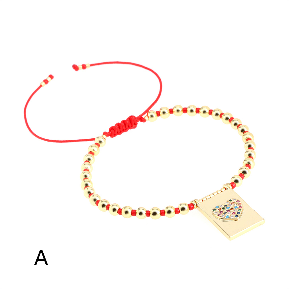 Copper Cross Bracelet For Women With Beading Design And Zircon Inlay, IG Style 10