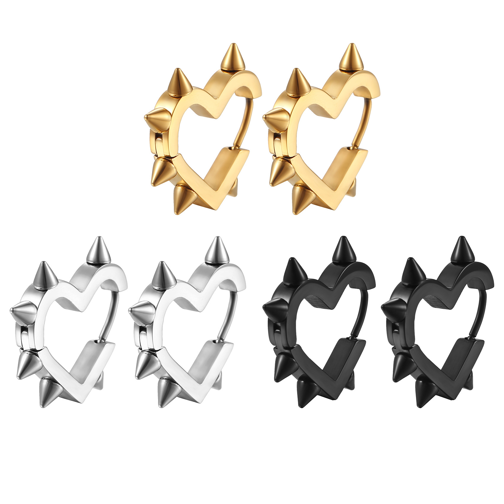 Electroplated Earrings With 18K Gold PVD Coated On 201 Stainless Steel Ear Pins, Unisex Design