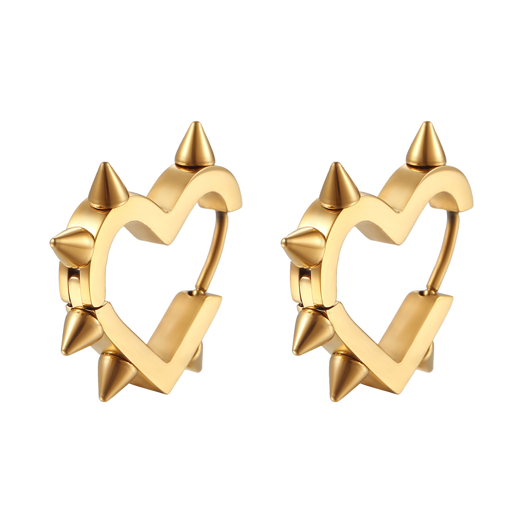 Electroplated Earrings With 18K Gold PVD Coated On 201 Stainless Steel Ear Pins, Unisex Design 4