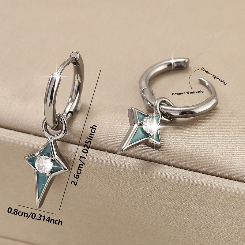 Hip-Hop Star Earrings For Women In Copper With Zircon Inlay Featuring Electroplated Gold Finish 3