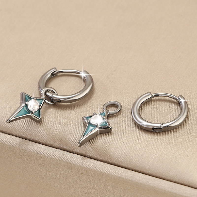 Hip-Hop Star Earrings For Women In Copper With Zircon Inlay Featuring Electroplated Gold Finish 4