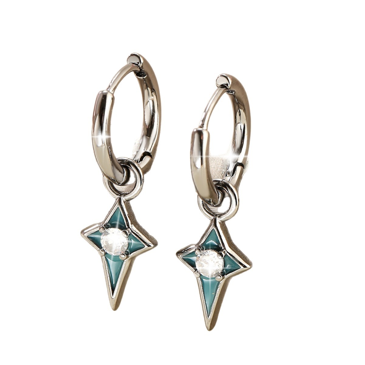 Hip-Hop Star Earrings For Women In Copper With Zircon Inlay Featuring Electroplated Gold Finish 5