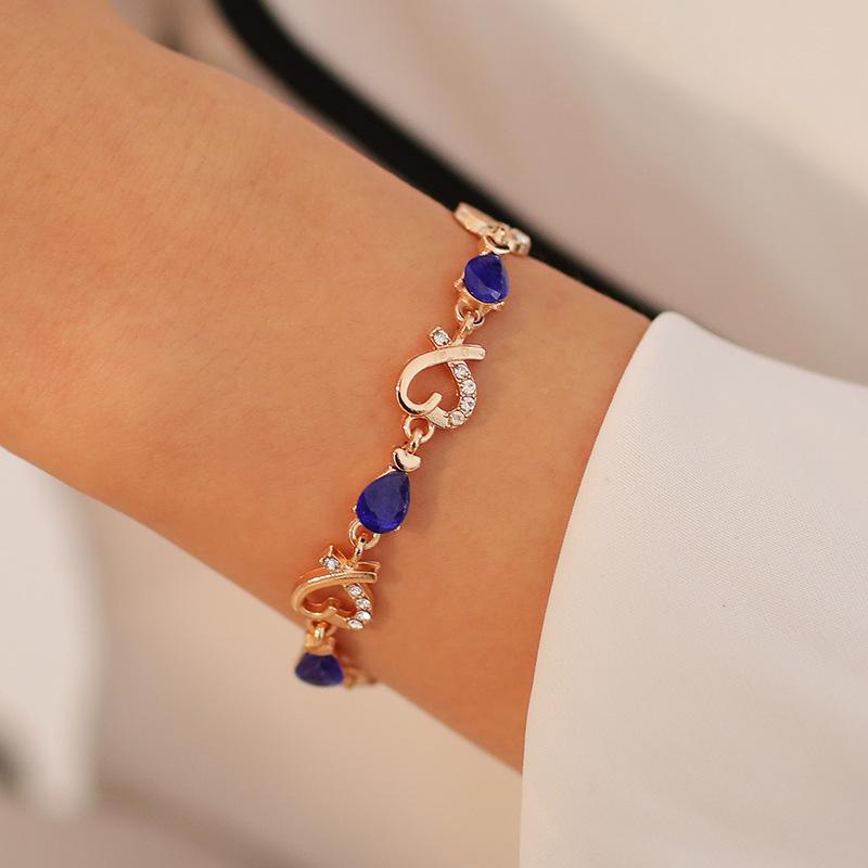 Heart Shape Copper Bracelet For Women In Royal Blue, Perfect Anniversary Gift