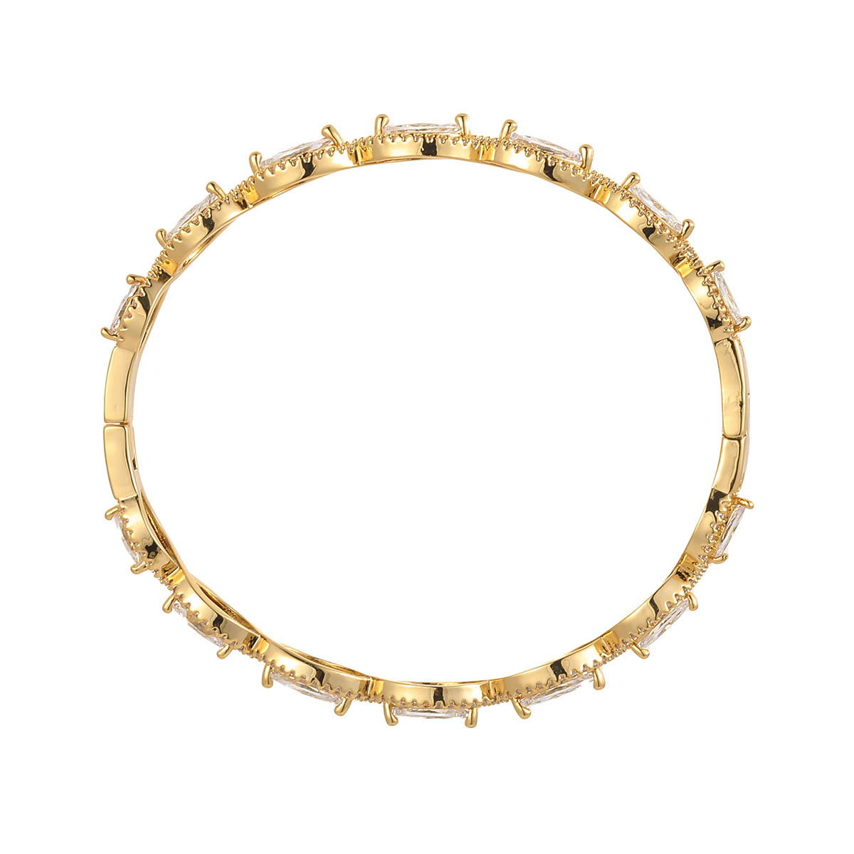 Horse Eye Electroplated Copper Bangle For Women With Zircon Inlay And Water Plating Finish 2