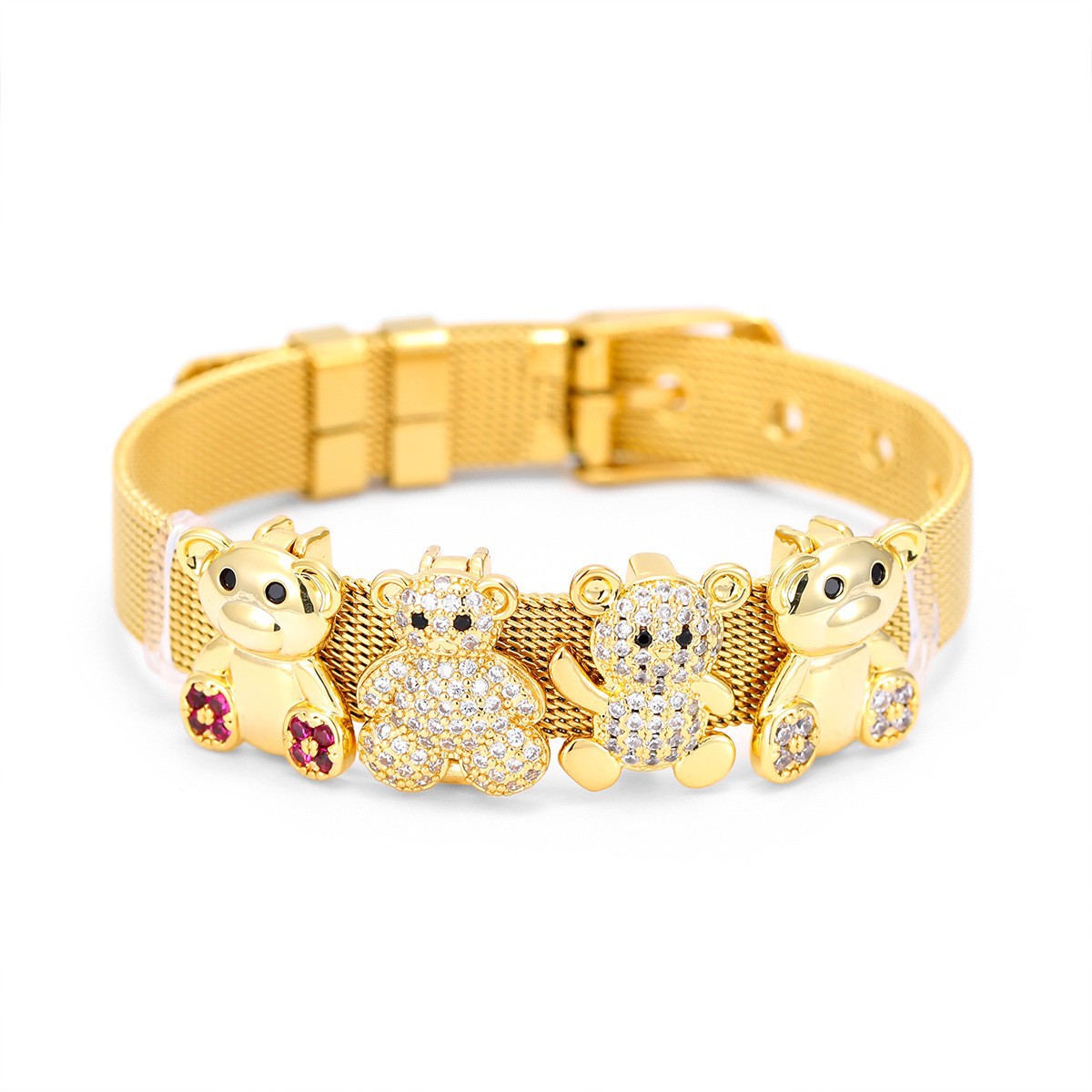 Hot Selling Stainless Steel 10mm Strap Bracelet Bear DIY Accessories Bracelet Creative Popular Bracelet