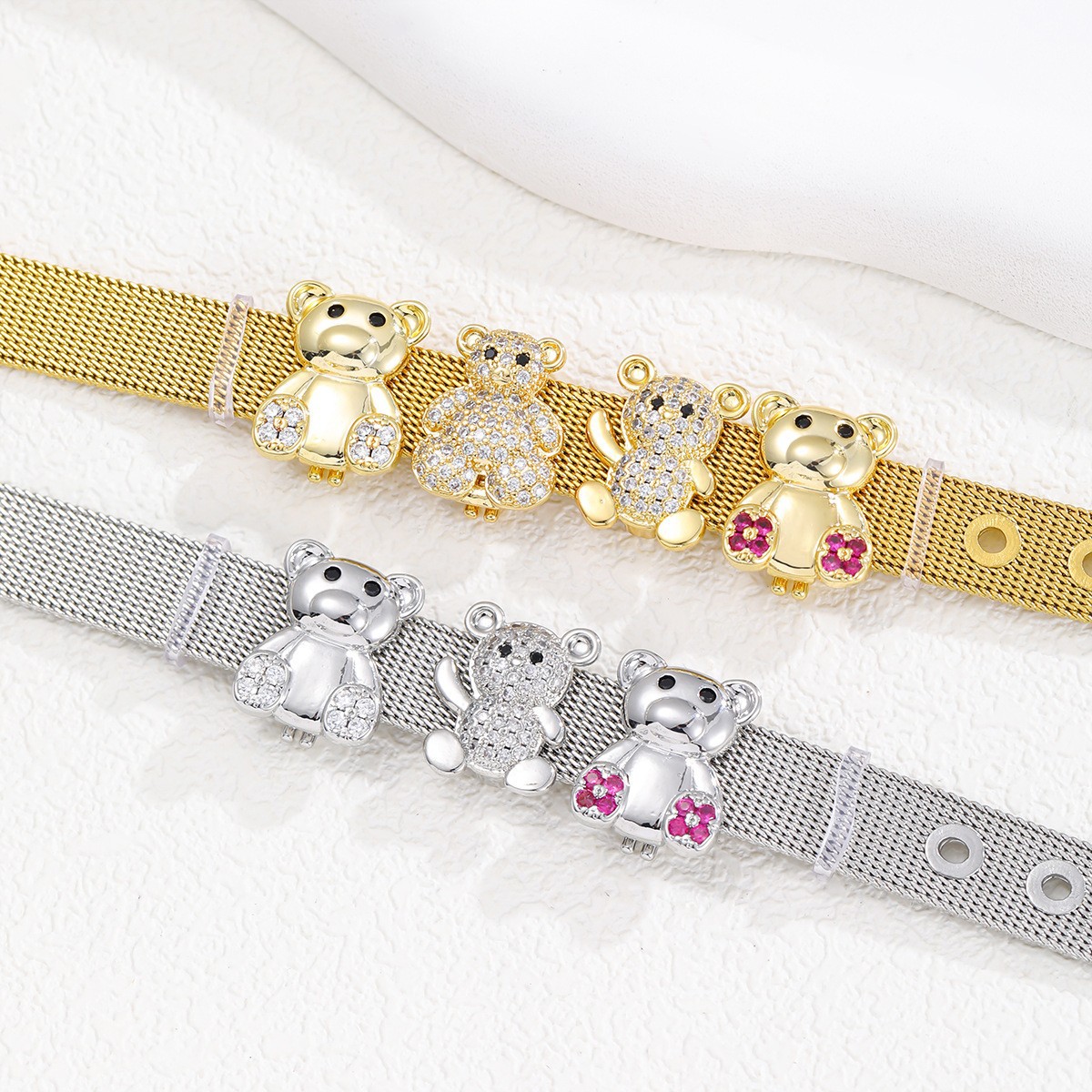 Hot Selling Stainless Steel 10mm Strap Bracelet Bear DIY Accessories Bracelet Creative Popular Bracelet 2