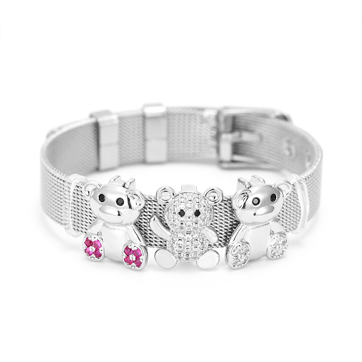 Hot Selling Stainless Steel 10mm Strap Bracelet Bear DIY Accessories Bracelet Creative Popular Bracelet 3