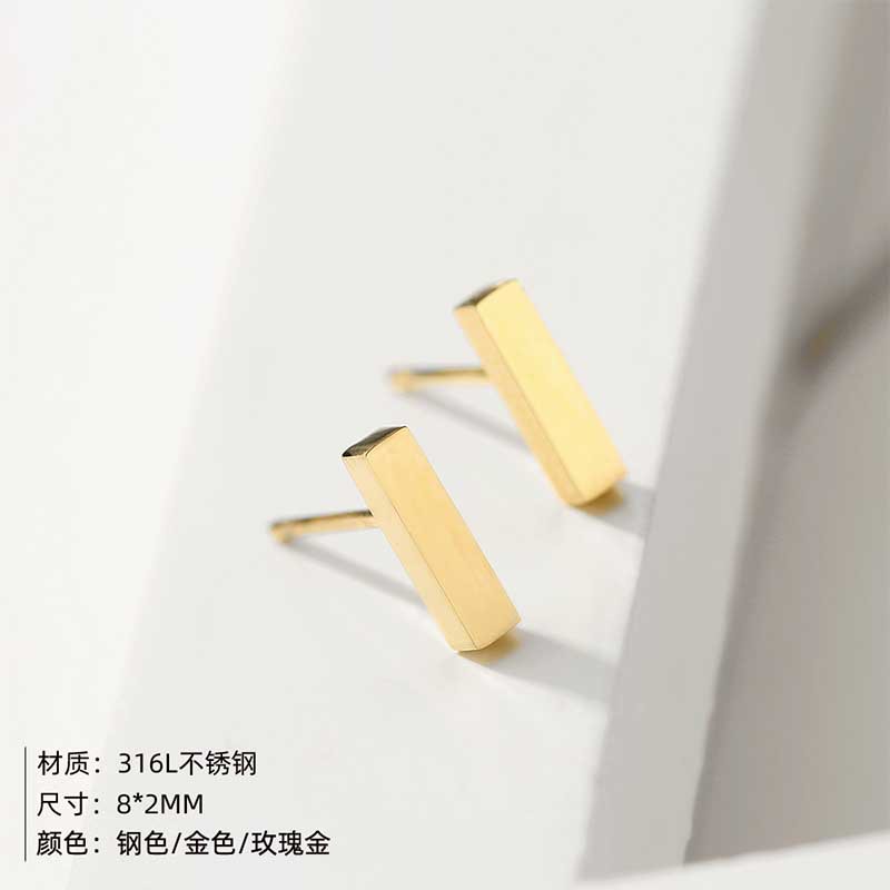 Geometric Stud Earrings For Women In 304 Stainless Steel With 14K Gold PVD Vacuum Plating 2