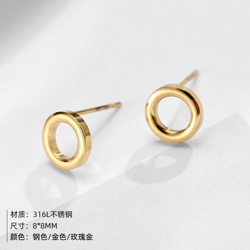 Geometric Stud Earrings For Women In 304 Stainless Steel With 14K Gold PVD Vacuum Plating 3