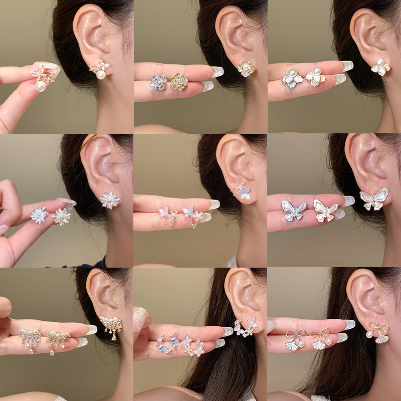 Hypoallergenic Flowers Stud Earrings For Women With 925 Sterling Silver Posts, Copper Base, 14K Gold Plated, Zircon Inlay