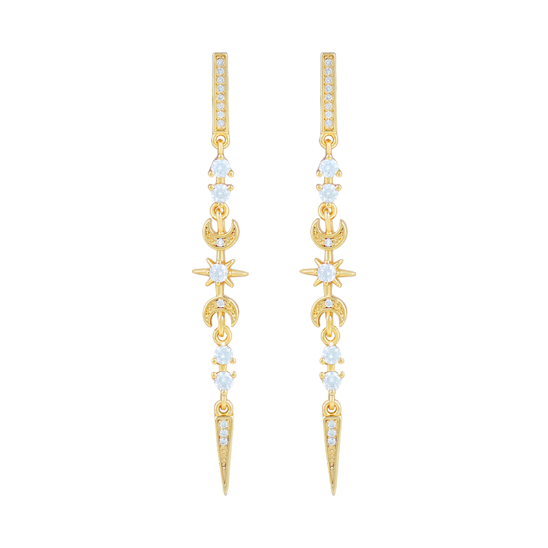Starburst Hypoallergenic Stud Earrings For Women In Copper With 18K Real Gold PVD Coating And Zircon Inlay