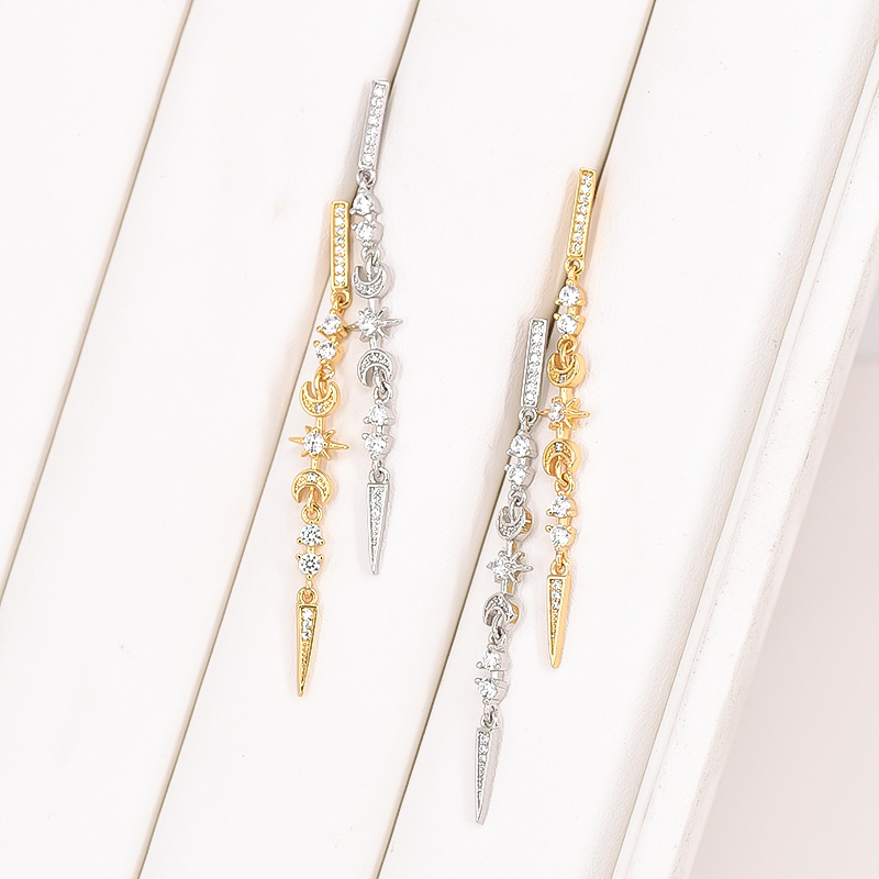 Starburst Hypoallergenic Stud Earrings For Women In Copper With 18K Real Gold PVD Coating And Zircon Inlay 2