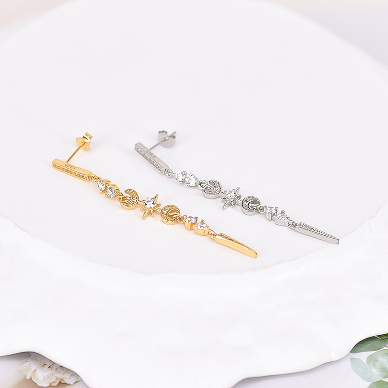 Starburst Hypoallergenic Stud Earrings For Women In Copper With 18K Real Gold PVD Coating And Zircon Inlay 3