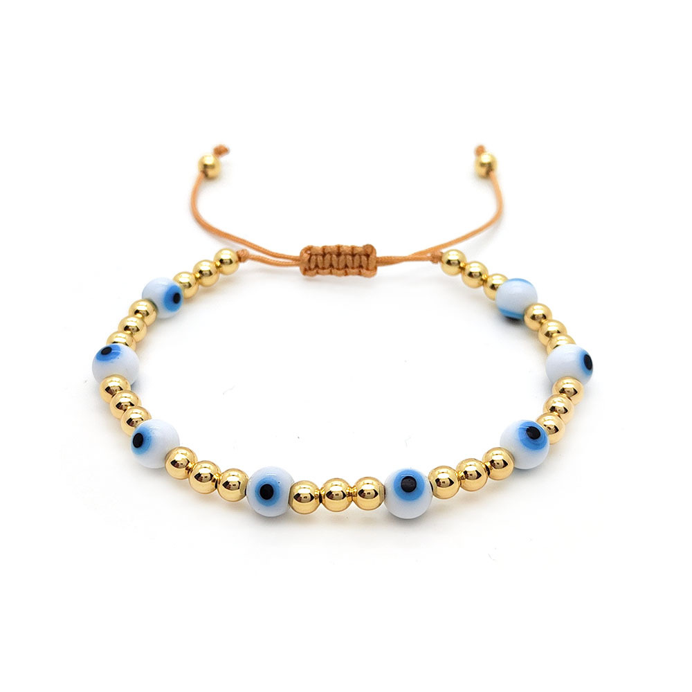 Devil's Eye Unisex IG Style Bracelet With Beading Design, 18K Gold Plated Glass Material 2
