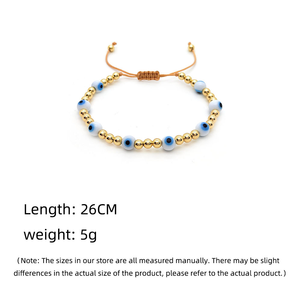 Devil's Eye Unisex IG Style Bracelet With Beading Design, 18K Gold Plated Glass Material 5
