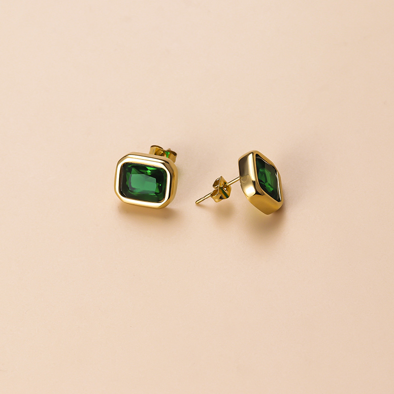 C Shape Drop Earrings For Women Featuring 18K Gold Plated Design With 304 Stainless Steel Posts And Artificial Gemstones 2